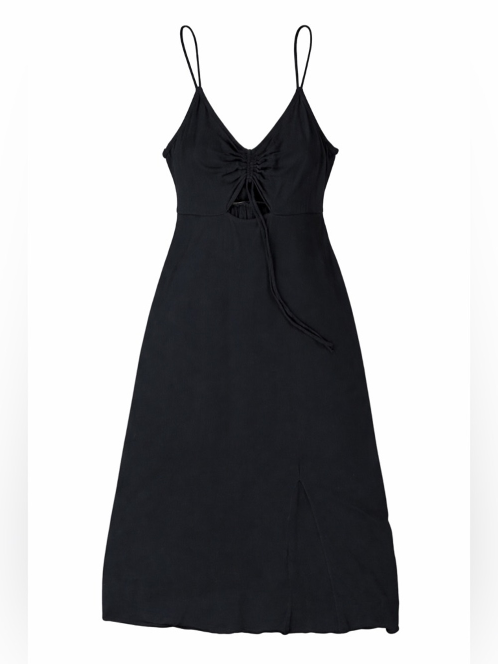 Topshop Womens 2 Black Linen Blend Ruched Cutout Cami Maxi Slip Dress Resortwear